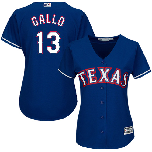 Rangers #13 Joey Gallo Blue Alternate Women's Stitched MLB Jersey